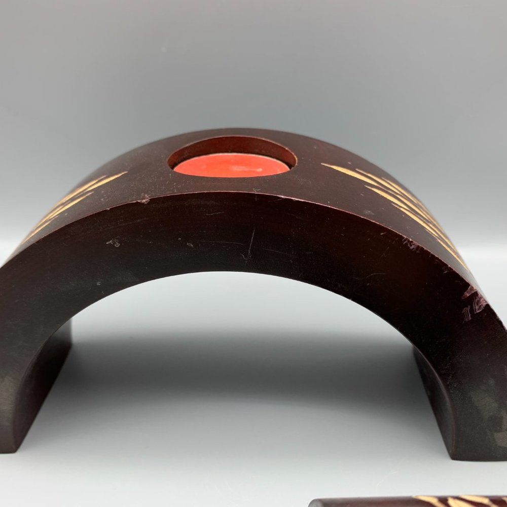 Rare set of 3 Nesting Arched Wood Tealight Candle Holders Purchased in Dubai - Picture 10 of 10